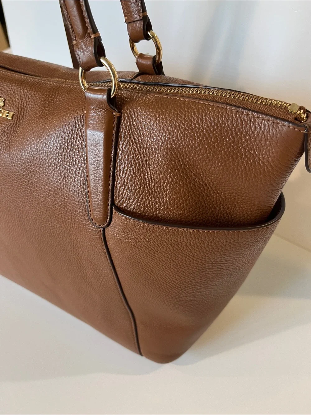 Coach Ava Saddle Brown Leather Tote with Gold Hardware